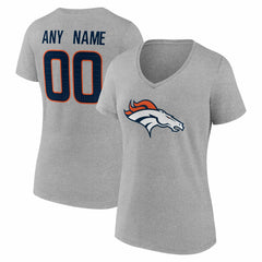 Denver Broncos Women's Team Authentic Personalized Name & Number V-Neck T-Shirt - Gray outlet