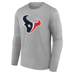 Houston Texans Team Authentic Personalized Name & Number Long Sleeve T-Shirt - Gray on sale