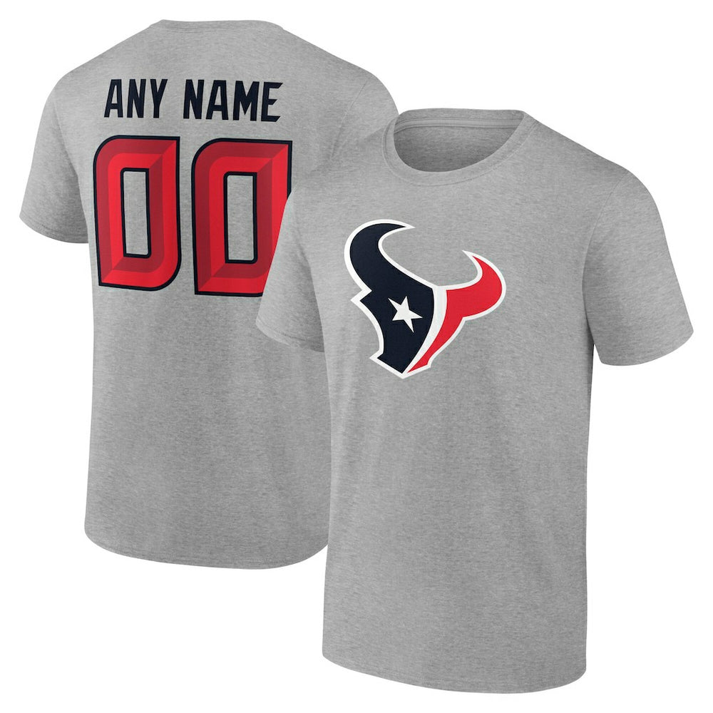 Houston Texans Team Authentic Personalized Name & Number T-Shirt - Gray discount