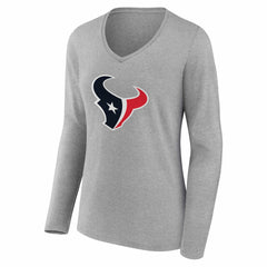 Houston Texans Women's Team Authentic Personalized Name & Number Long Sleeve V-Neck T-Shirt - Gray sale