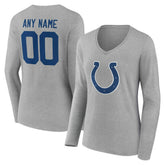 Indianapolis Colts Women's Team Authentic Personalized Name & Number Long Sleeve V-Neck T-Shirt - Gray cheap