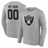 Las Vegas Raiders Team Authentic Personalized Name & Number Long Sleeve T-Shirt - Gray online