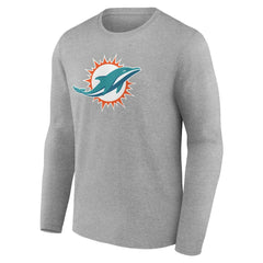 Miami Dolphins Team Authentic Personalized Name & Number Long Sleeve T-Shirt - Gray cheap