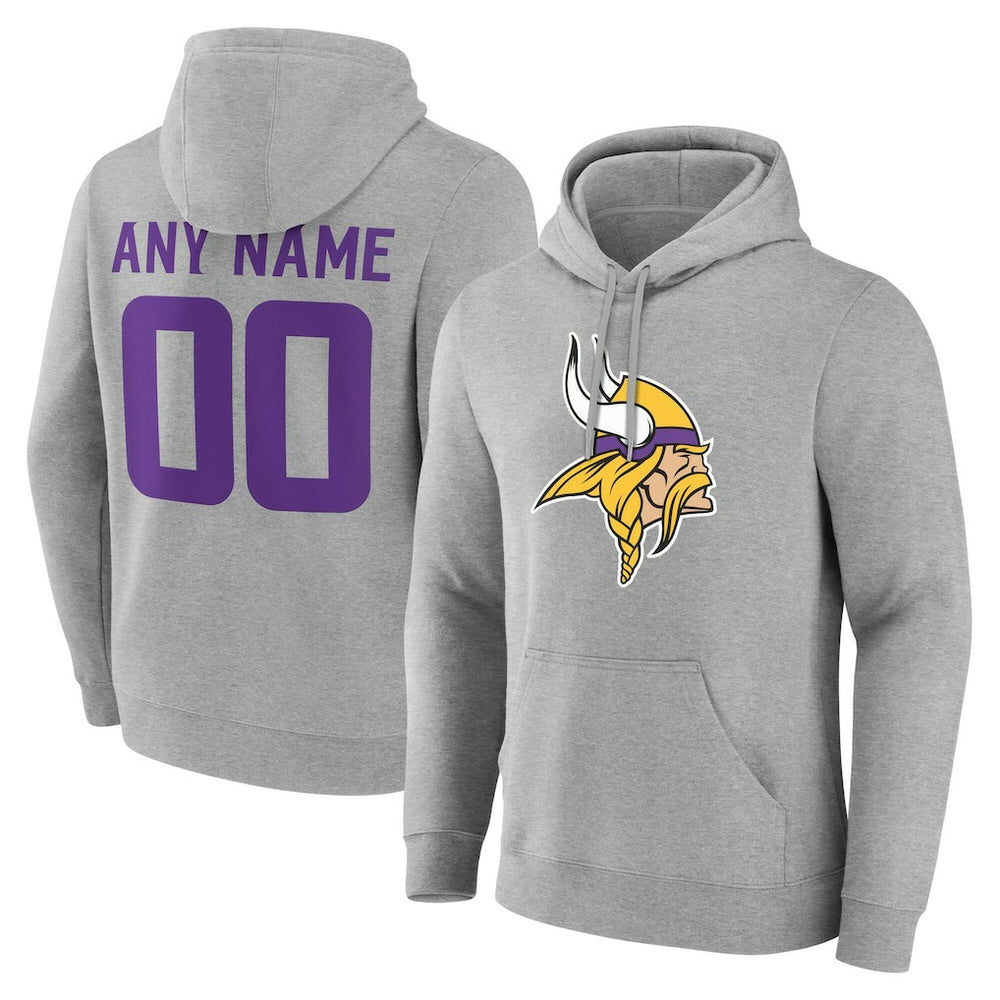 Minnesota Vikings Team Authentic Personalized Name & Number Hoodie - Gray sale