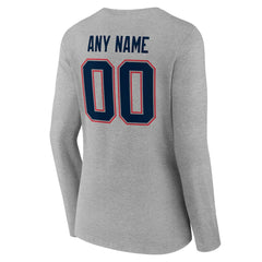New England Patriots Women's Team Authentic Personalized Name & Number Long Sleeve V-Neck T-Shirt - Gray online