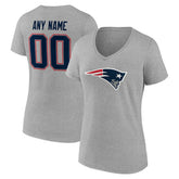 New England Patriots Women's Team Authentic Personalized Name & Number V-Neck T-Shirt - Gray sale