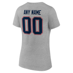 New England Patriots Women's Team Authentic Personalized Name & Number V-Neck T-Shirt - Gray sale