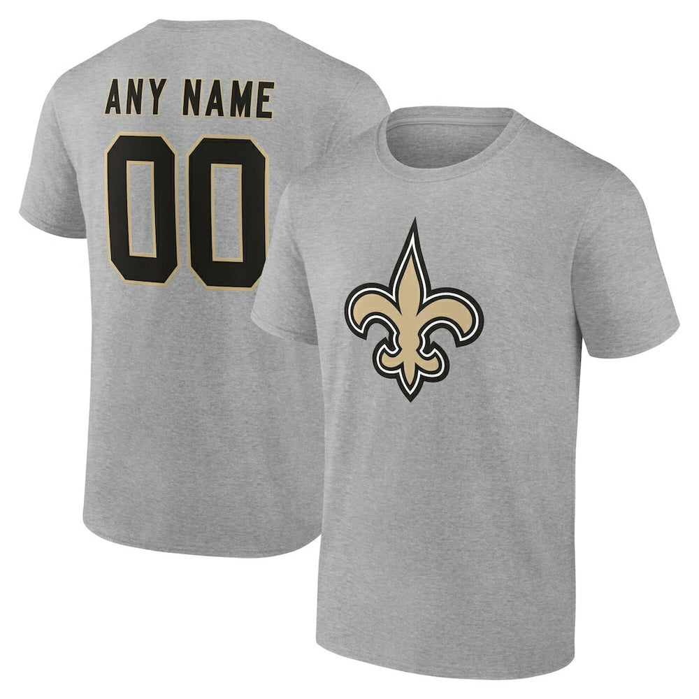 New Orleans Saints Team Authentic Personalized Name & Number T-Shirt - Gray for sale