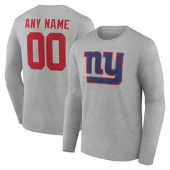 New York Giants Team Authentic Personalized Name & Number Long Sleeve T-Shirt - Gray online