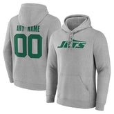 New York Jets Team Authentic Personalized Name & Number Hoodie - Gray for sale