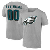 Philadelphia Eagles Team Authentic Personalized Name & Number T-Shirt - Gray for sale