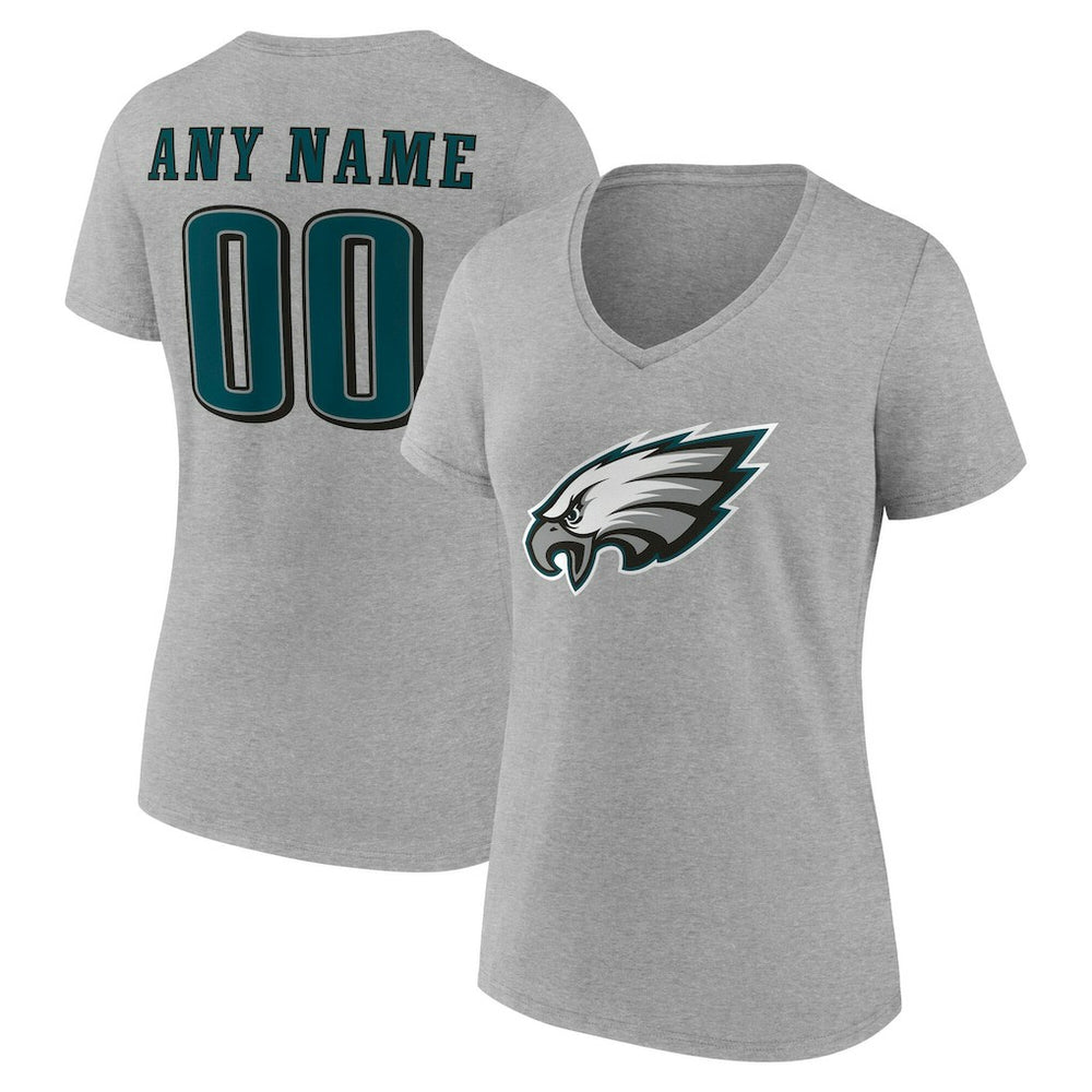 Philadelphia Eagles Women's Team Authentic Personalized Name & Number V-Neck T-Shirt - Gray online