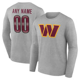 Washington Commanders Team Authentic Personalized Name & Number Long Sleeve T-Shirt - Gray cheap