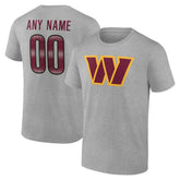 Washington Commanders Team Authentic Personalized Name & Number T-Shirt - Gray sale