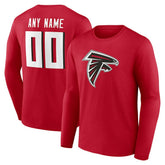 Atlanta Falcons Team Authentic Personalized Name & Number Long Sleeve T-Shirt - Red discount