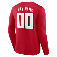 Atlanta Falcons Team Authentic Personalized Name & Number Long Sleeve T-Shirt - Red discount
