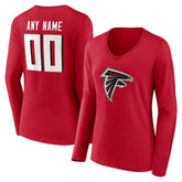 Atlanta Falcons Women's Team Authentic Personalized Name & Number Long Sleeve V-Neck T-Shirt - Red cheap