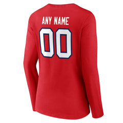 Buffalo Bills Women's Team Authentic Personalized Name & Number Long Sleeve V-Neck T-Shirt - Red sale