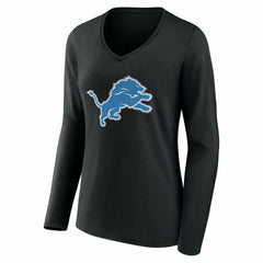 Detroit Lions Women's Team Authentic Personalized Name & Number Long Sleeve V-Neck T-Shirt - Black outlet