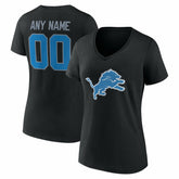 Detroit Lions Women's Team Authentic Personalized Name & Number V-Neck T-Shirt - Black on sale