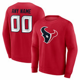 Houston Texans Team Authentic Personalized Name & Number Sweatshirt - Red cheap