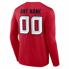 Houston Texans Team Authentic Personalized Name & Number Long Sleeve T-Shirt - Red discount