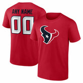 Houston Texans Team Authentic Personalized Name & Number T-Shirt - Red for sale