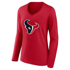 Houston Texans Women's Team Authentic Personalized Name & Number Long Sleeve V-Neck T-Shirt - Red cheap