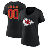 Kansas City Chiefs Women's Team Authentic Personalized Name & Number V-Neck T-Shirt - Black cheap