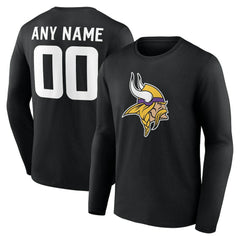 Minnesota Vikings Team Authentic Personalized Name & Number Long Sleeve T-Shirt - Black cheap