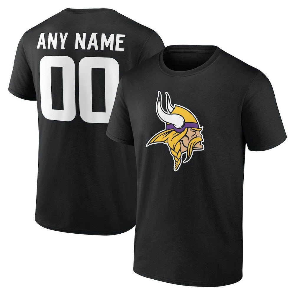 Minnesota Vikings Team Authentic Personalized Name & Number T-Shirt - Black outlet