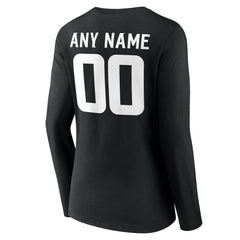 Minnesota Vikings Women's Team Authentic Personalized Name & Number Long Sleeve V-Neck T-Shirt - Black on sale