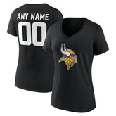 Minnesota Vikings Women's Team Authentic Personalized Name & Number V-Neck T-Shirt - Black online