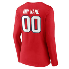 New England Patriots Women's Team Authentic Personalized Name & Number Long Sleeve V-Neck T-Shirt - Red outlet