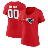 New England Patriots Women's Team Authentic Personalized Name & Number V-Neck T-Shirt - Red discount