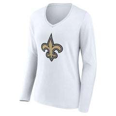 New Orleans Saints Women's Team Authentic Personalized Name & Number Long Sleeve V-Neck T-Shirt - White outlet