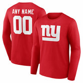 New York Giants Team Authentic Personalized Name & Number Long Sleeve T-Shirt - Red for sale