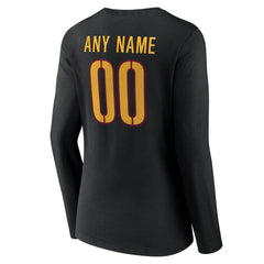 Washington Commanders Women's Team Authentic Personalized Name & Number Long Sleeve V-Neck T-Shirt - Black for sale