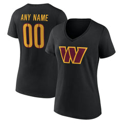 Washington Commanders Women's Team Authentic Personalized Name & Number V-Neck T-Shirt - Black for sale