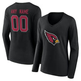 Arizona Cardinals Women's Team Authentic Personalized Name & Number Long Sleeve V-Neck T-Shirt - Black discount