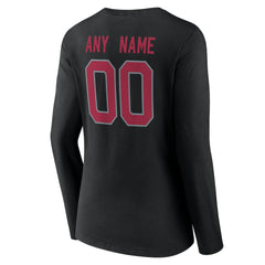 Arizona Cardinals Women's Team Authentic Personalized Name & Number Long Sleeve V-Neck T-Shirt - Black discount