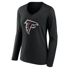 Atlanta Falcons Women's Team Authentic Personalized Name & Number Long Sleeve V-Neck T-Shirt - Black sale