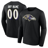 Baltimore Ravens Team Authentic Personalized Name & Number Long Sleeve T-Shirt - Black discount