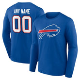 Buffalo Bills Team Authentic Personalized Name & Number Long Sleeve T-Shirt - Royal discount