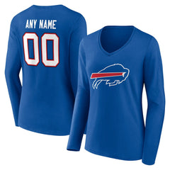 Buffalo Bills Women's Team Authentic Personalized Name & Number Long Sleeve V-Neck T-Shirt - Royal outlet