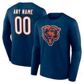 Chicago Bears Team Authentic Personalized Name & Number Long Sleeve T-Shirt - Navy outlet