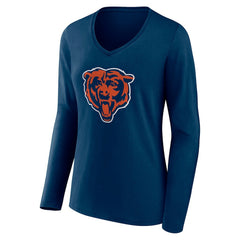Chicago Bears Women's Team Authentic Personalized Name & Number Long Sleeve V-Neck T-Shirt - Navy for sale