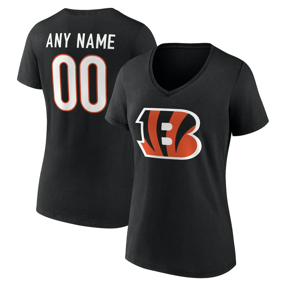 Cincinnati Bengals Women's Team Authentic Personalized Name & Number V-Neck T-Shirt - Black sale