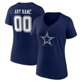 Dallas Cowboys Women's Team Authentic Personalized Name & Number V-Neck T-Shirt - Navy cheap