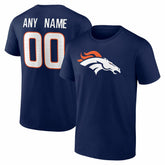 Denver Broncos Team Authentic Personalized Name & Number T-Shirt - Navy on sale